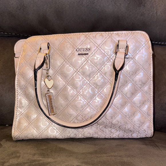 GUESS Shimmering Silver Satchel - Picture 1 of 4